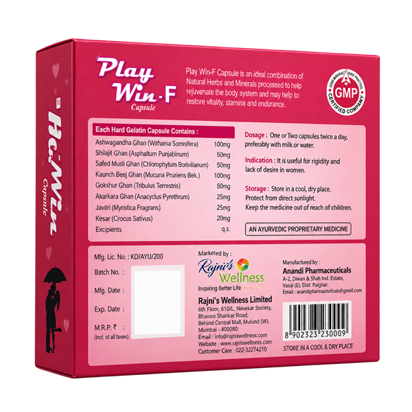 Playwin F box back with ingredients and dosage